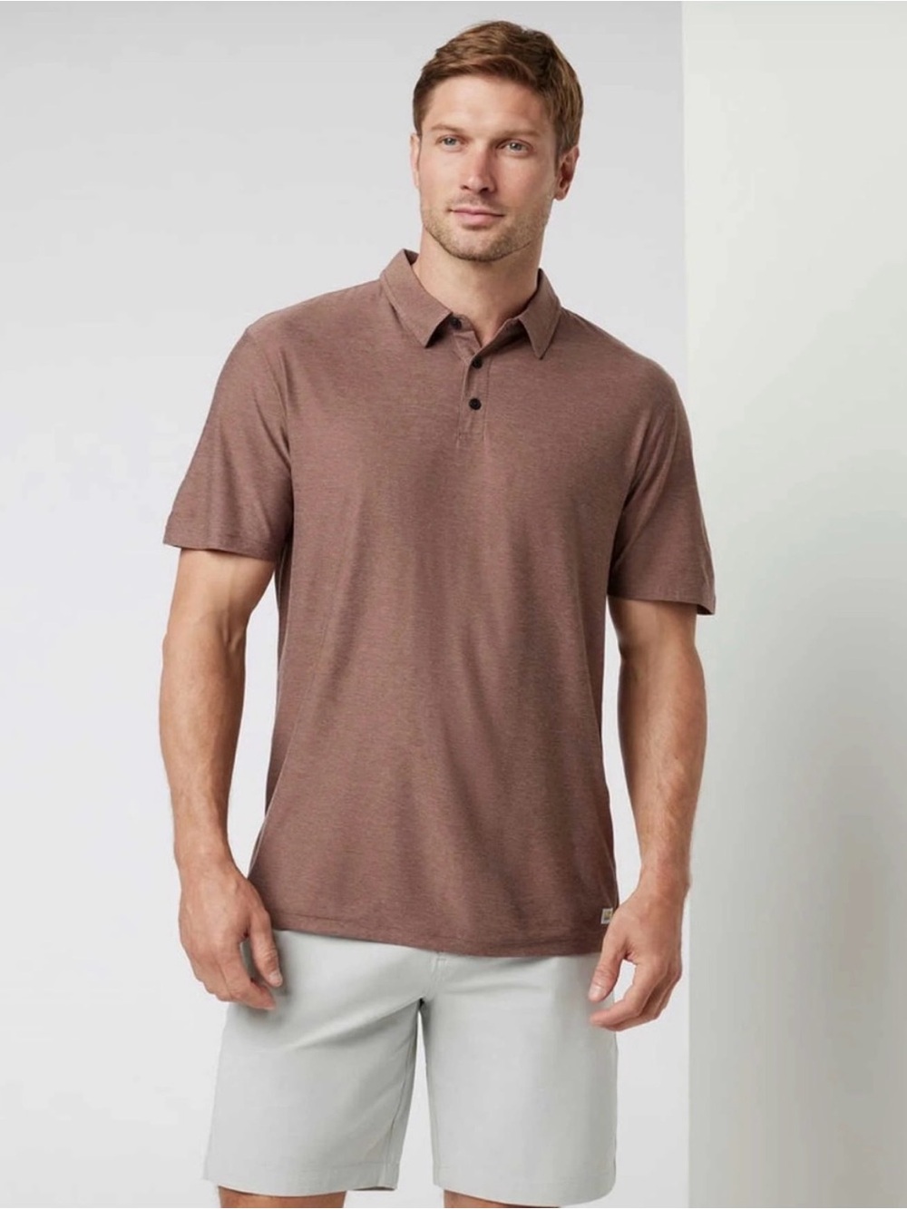 Vuori Strato Tech Polo Shirt in Clove Heather XL Performance Wear Athleisure